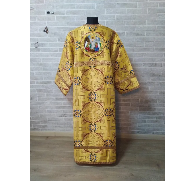 Gold Deacon's sticharion with icon on the back - Orthodox Vestment - Deacon's
