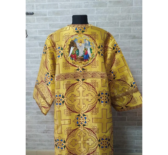 Gold Deacon's sticharion with icon on the back - Orthodox Vestment - Deacon's