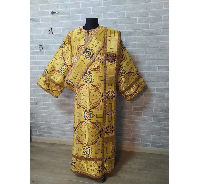 Gold Deacon's sticharion with icon on the back - Orthodox Vestment - Deacon's