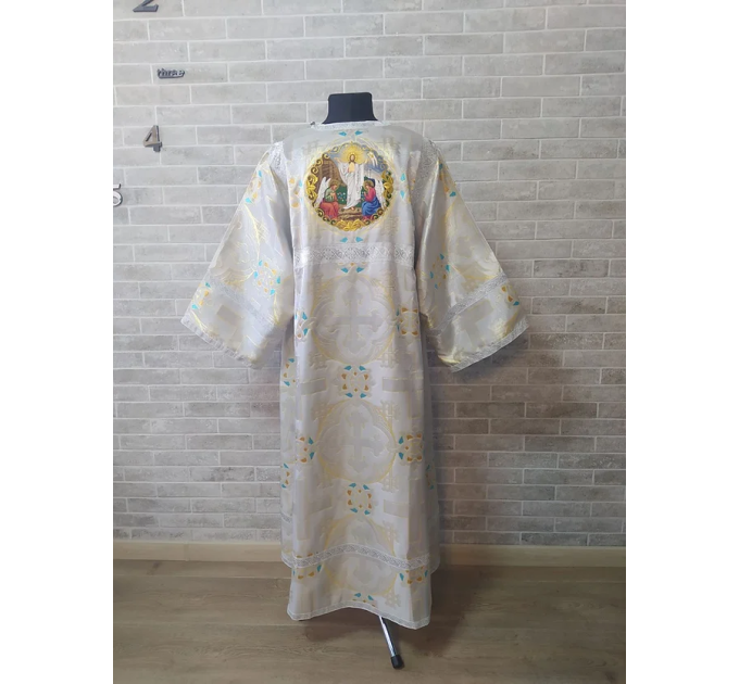 Gold Deacon's sticharion with icon on the back - Orthodox Vestment - Deacon's