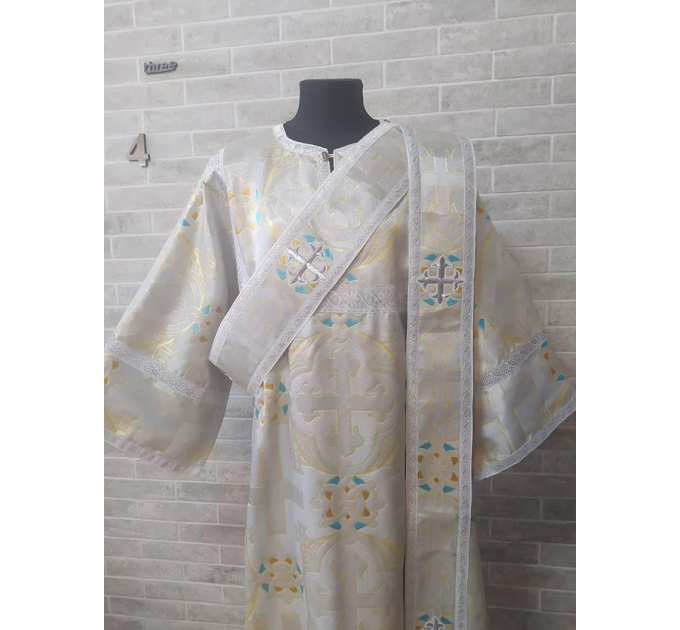 Gold Deacon's sticharion with icon on the back - Orthodox Vestment - Deacon's