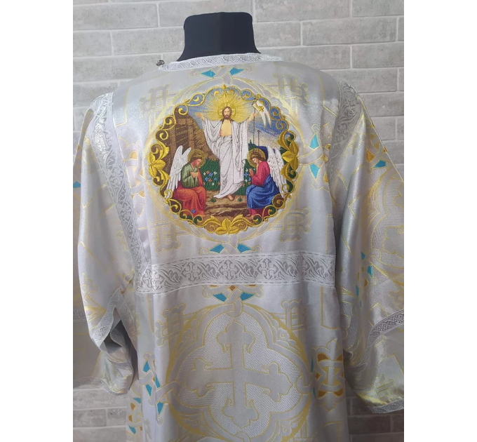 Gold Deacon's sticharion with icon on the back - Orthodox Vestment - Deacon's