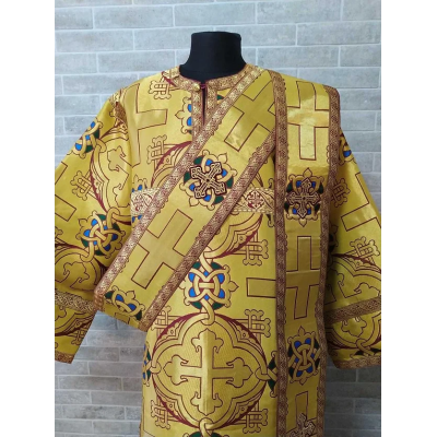 Gold Deacon's sticharion with icon on the back - Orthodox Vestment - Deacon's
