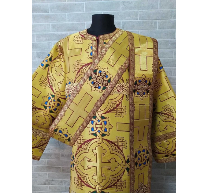 Gold Deacon's sticharion with icon on the back - Orthodox Vestment - Deacon's