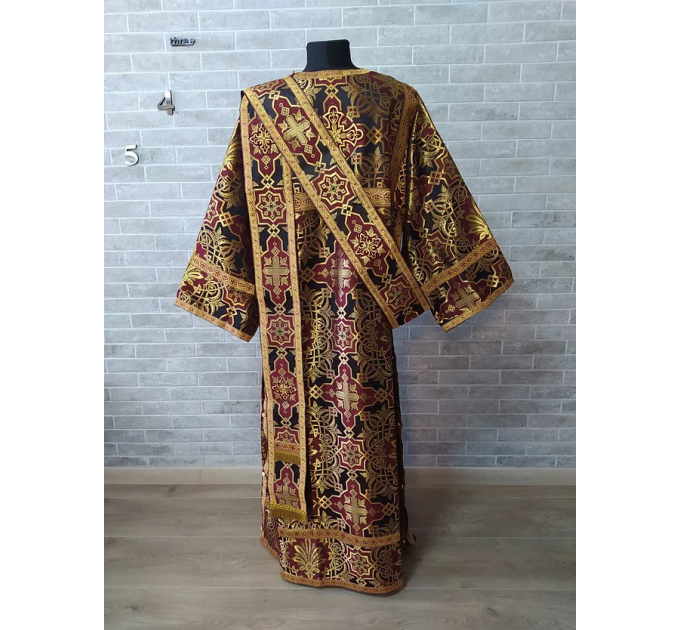 Maroon Protodeacon's sticharion - Deacon's alb - Orthodox Vestment - Stikharion