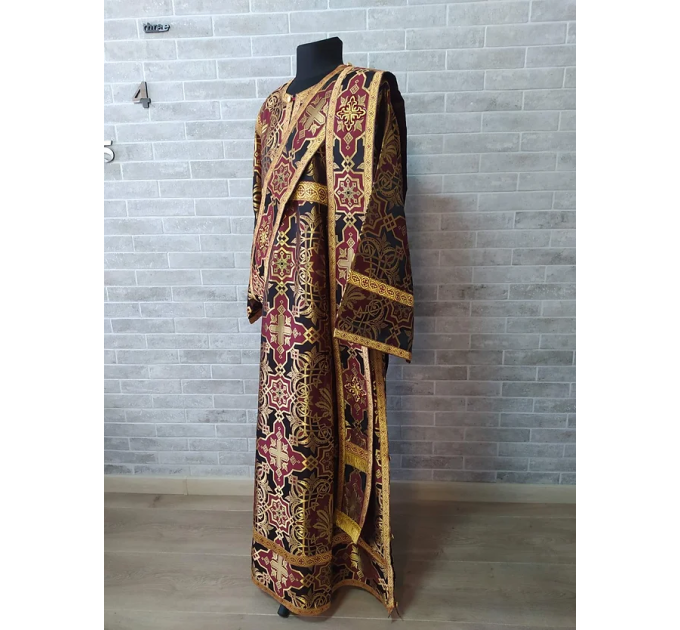 Maroon Protodeacon's sticharion - Deacon's alb - Orthodox Vestment - Stikharion