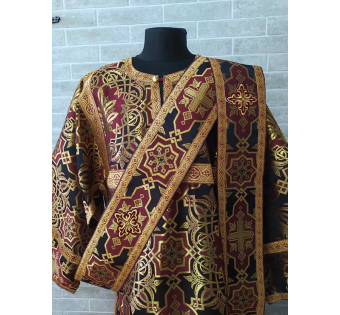 Maroon Protodeacon's sticharion - Deacon's alb - Orthodox Vestment - Stikharion