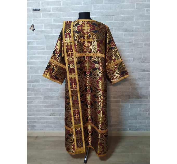 Maroon Protodeacon's sticharion - Deacon's alb - Orthodox Vestment - Stikharion