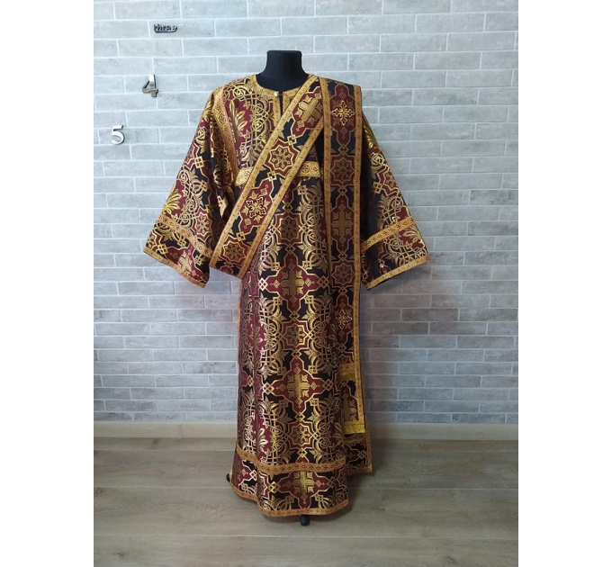 Maroon Protodeacon's sticharion - Deacon's alb - Orthodox Vestment - Stikharion