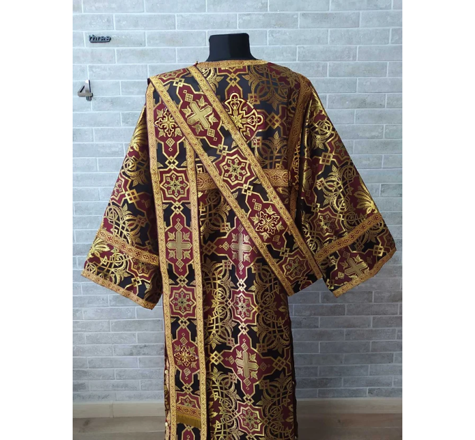 Maroon Protodeacon's sticharion - Deacon's alb - Orthodox Vestment - Stikharion