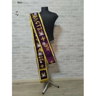 Embroidered Slavic/Greek deacon's double orar - Protodeacon's orarion