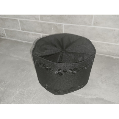 Black greek style Skufia - Greek Skufia Calotte Black in Velvet - biretta - cap