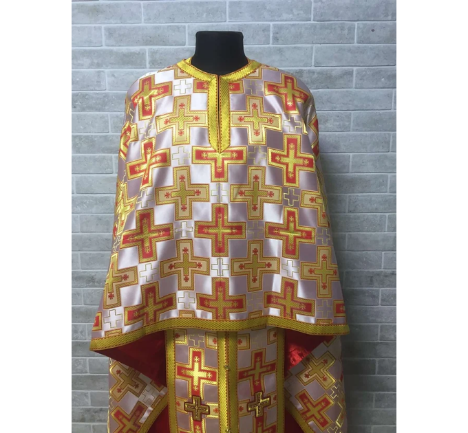 Greek style vestments set in whitered brocade - Orthodox vestments - Priest vestments - Priest vestments set