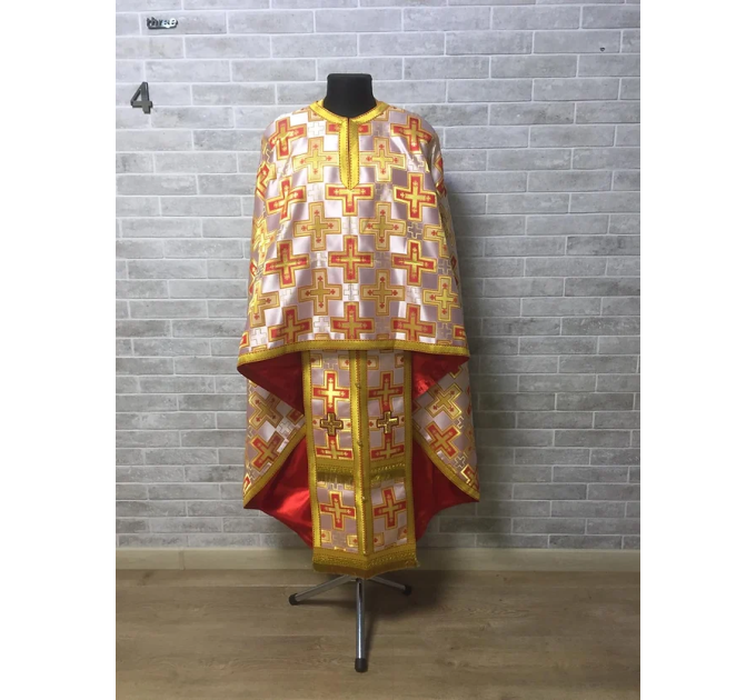 Greek style vestments set in whitered brocade - Orthodox vestments - Priest vestments - Priest vestments set