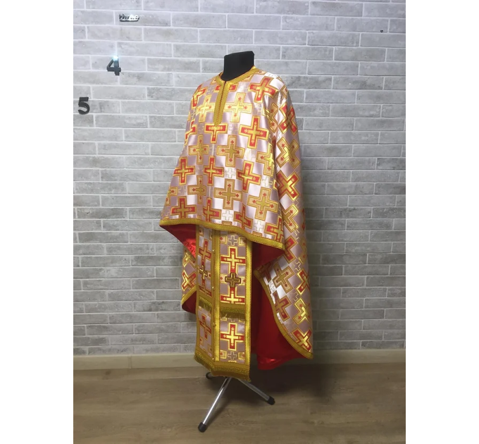 Greek style vestments set in whitered brocade - Orthodox vestments - Priest vestments - Priest vestments set