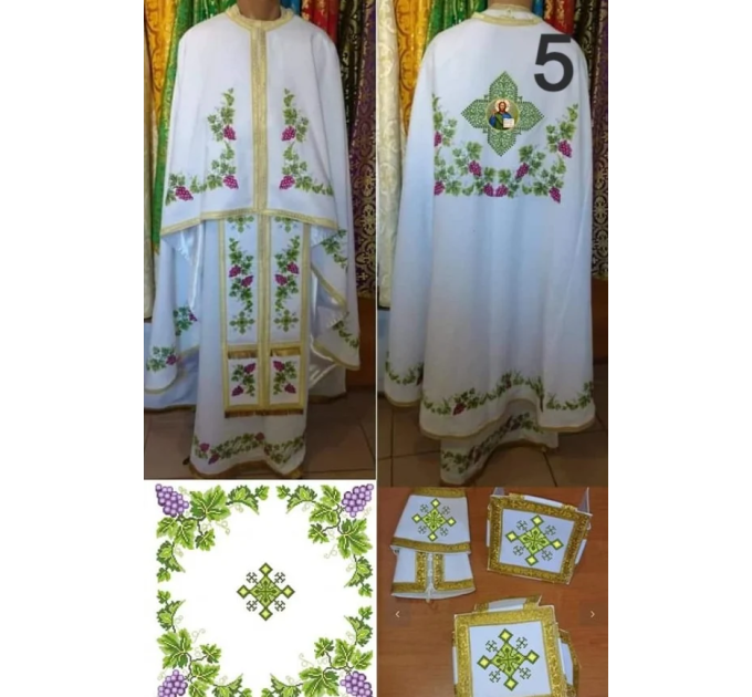 Handmade embroidery with beads vestment for priest in Greek style
