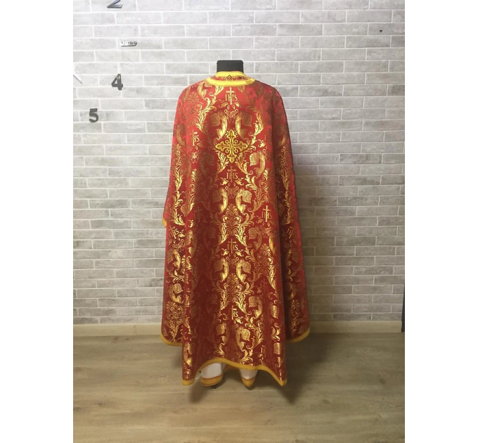 Red-gold vestment set in Greek style - Priest vestment in metallic brocade