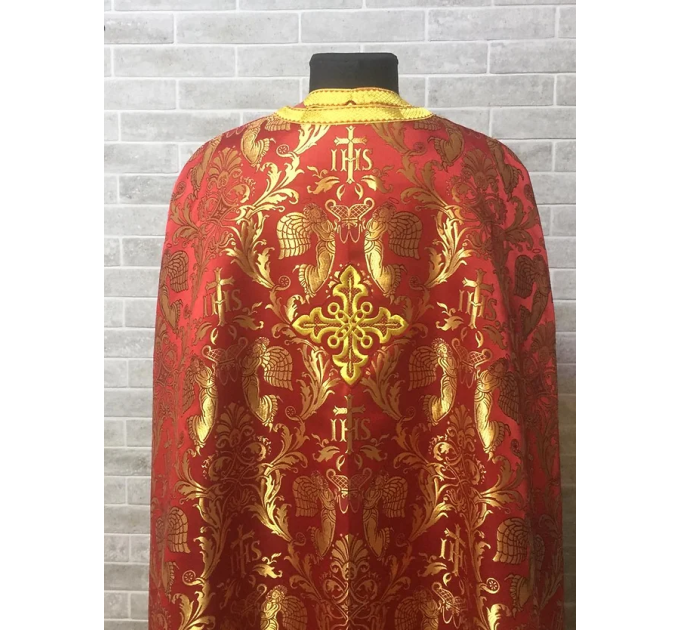 Red-gold vestment set in Greek style - Priest vestment in metallic brocade