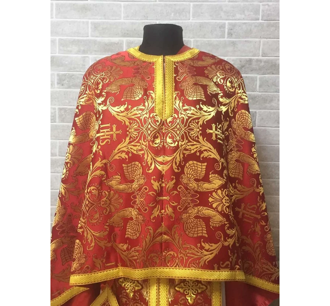 Red-gold vestment set in Greek style - Priest vestment in metallic brocade
