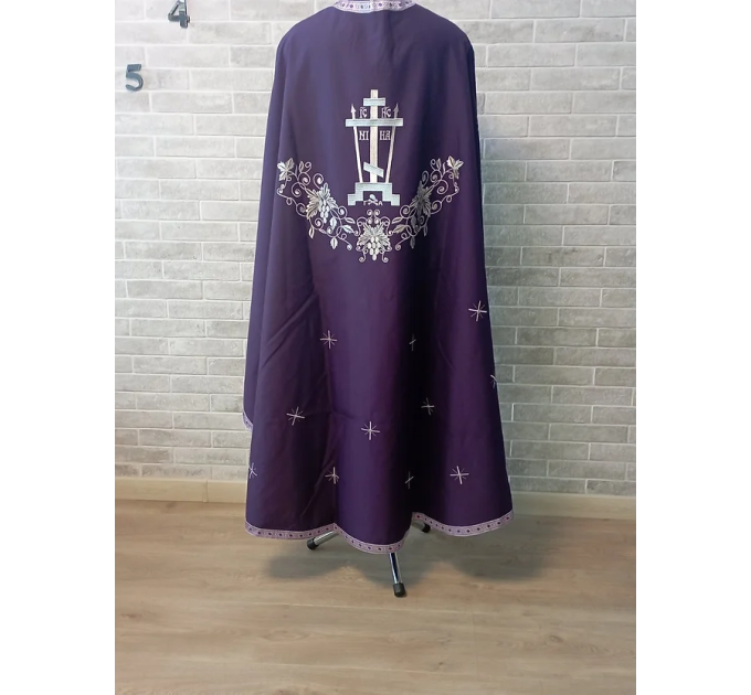 Calvary Embroidered Priest Orthodox Greek style vestment - Burgundy vestment