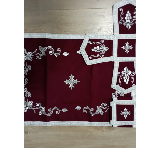 Calvary Embroidered Priest Orthodox Greek style vestment - Burgundy vestment