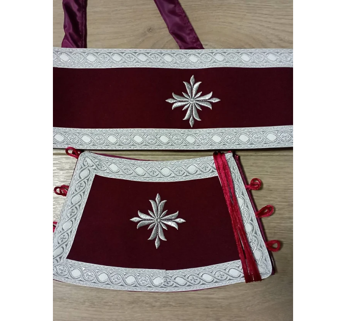 Calvary Embroidered Priest Orthodox Greek style vestment - Burgundy vestment