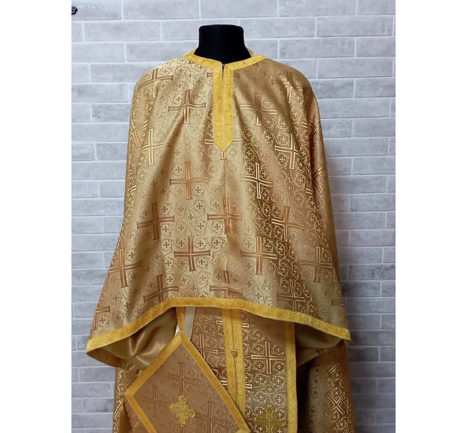 Burgundy Greek vestment in brocade - Priest liturgical vestment for orthodox