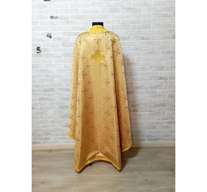 Burgundy Greek vestment in brocade - Priest liturgical vestment for orthodox