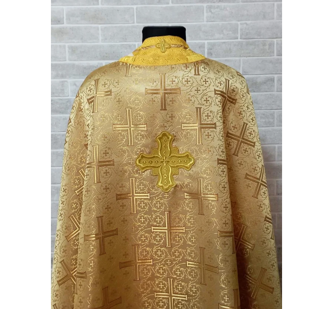 Burgundy Greek vestment in brocade - Priest liturgical vestment for orthodox