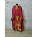 Burgundy Greek vestment in brocade - Priest liturgical vestment for orthodox