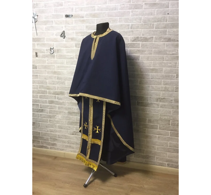 Minimal style embroidered vestment - Greek style vestment in gabardine
