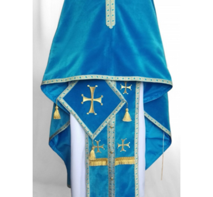 Minimal style embroidered vestment - Greek style vestment in gabardine