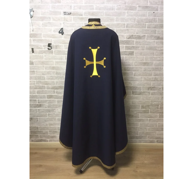 Minimal style embroidered vestment - Greek style vestment in gabardine