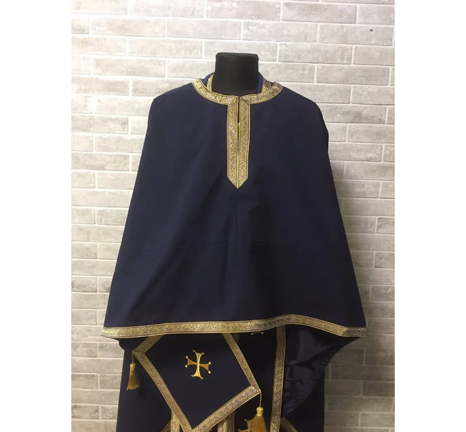 Minimal style embroidered vestment - Greek style vestment in gabardine