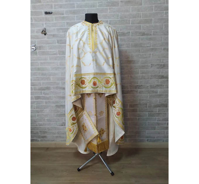 White Greek Liturgical vestment - Priest robe - Orthodox vestments - Priest vest