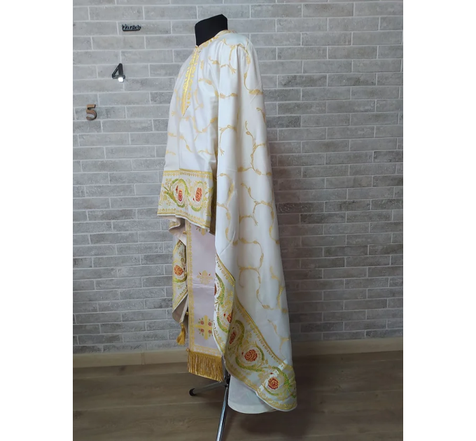 White Greek Liturgical vestment - Priest robe - Orthodox vestments - Priest vest