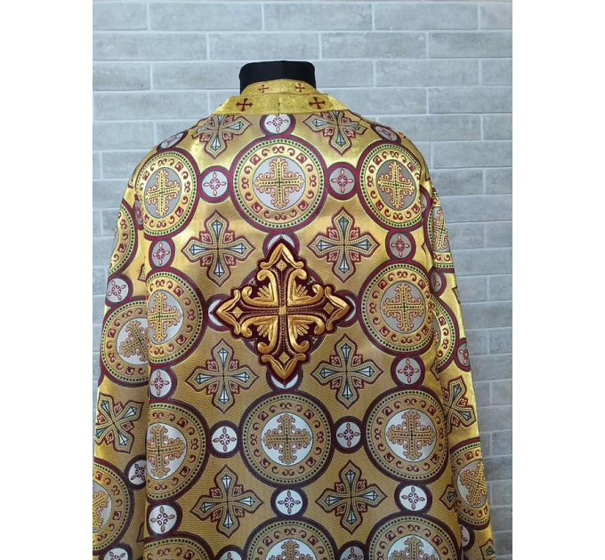 Greek vestment in gold metallic brocade - Priest metallic liturgical vestment