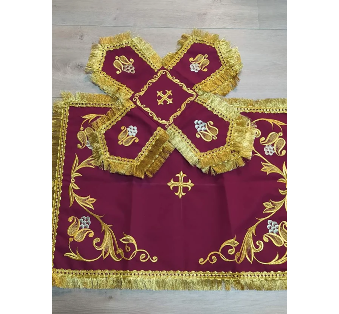 Dark red greek vestment - Orthodox clothes - Priest embroidered clothes