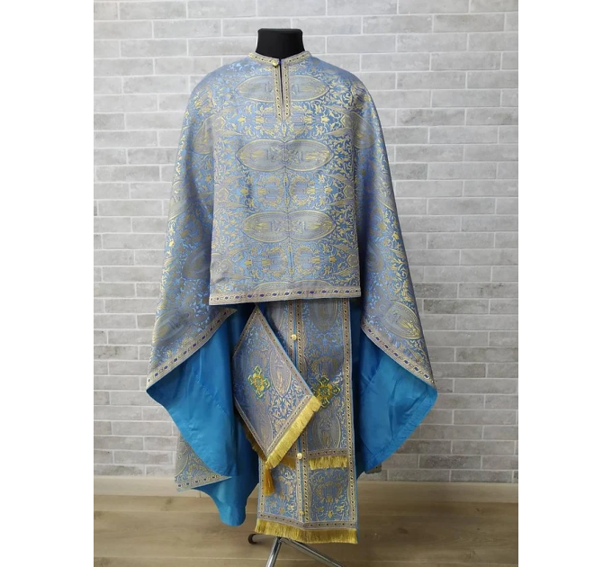 Brocade Priest robe - Orthodox greek style vestment - Church attire toggery