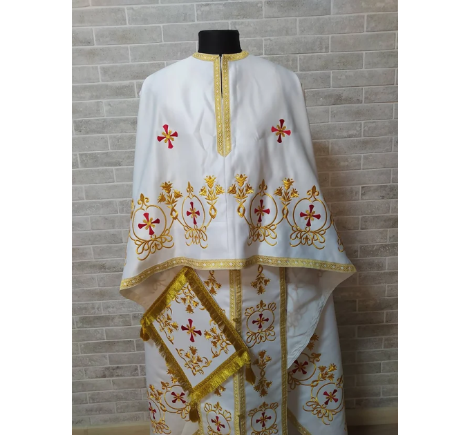 Embroidered Priest robe - Orthodox greek style vestment - Church attire toggery