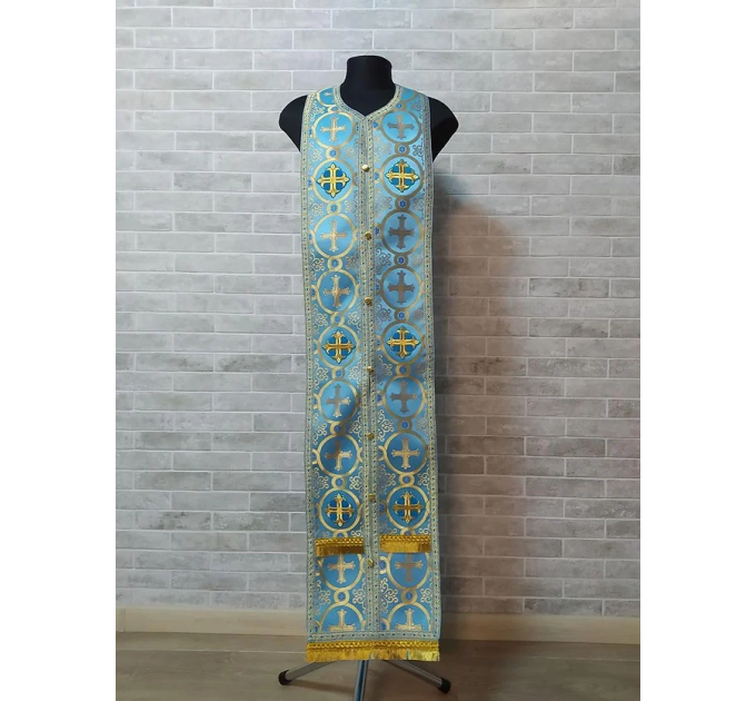 Liturgical vestment in blue brocade - Orthodox priest robe - Church attire