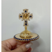 Brass miter cross with stones and pearls, top cross for bishops mitra