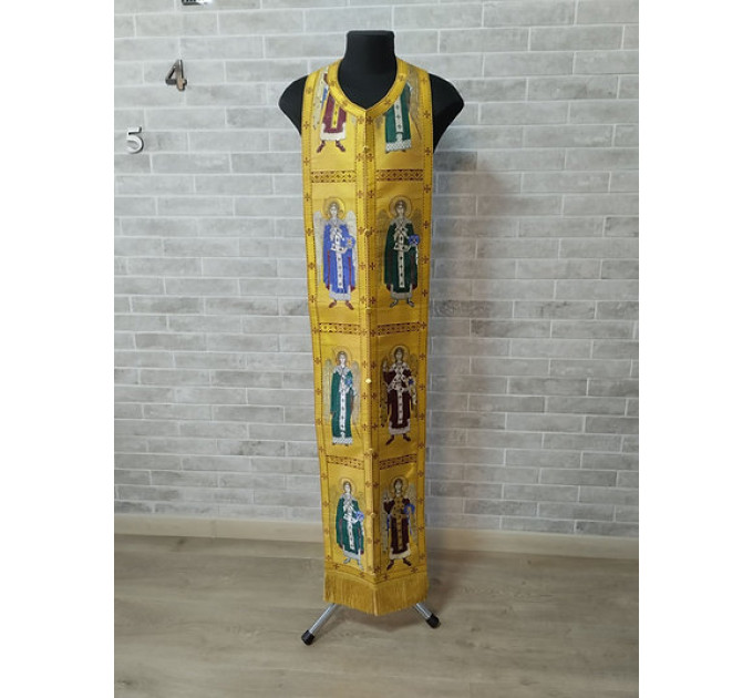 Communion set in Greek brocade - Stole and cuffs- Priest's set with icons