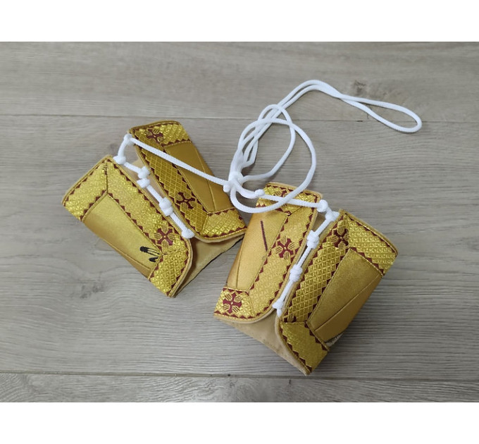 Communion set in Greek brocade - Stole and cuffs- Priest's set with icons