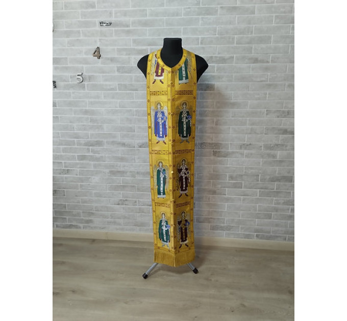 Communion set in Greek brocade - Stole and cuffs- Priest's set with icons