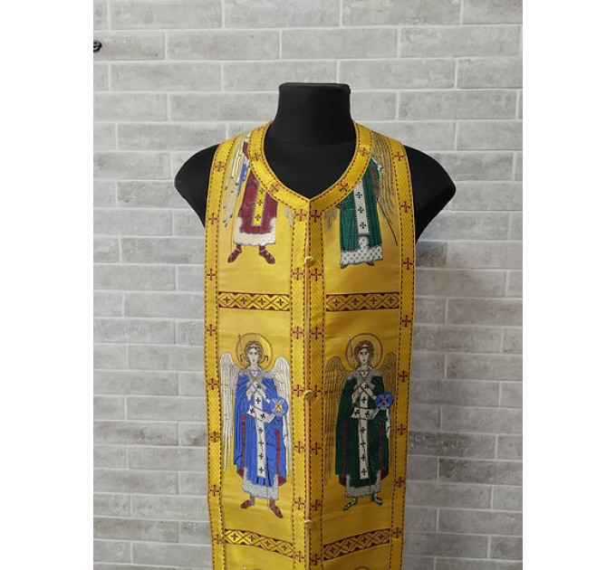 Communion set in Greek brocade - Stole and cuffs- Priest's set with icons
