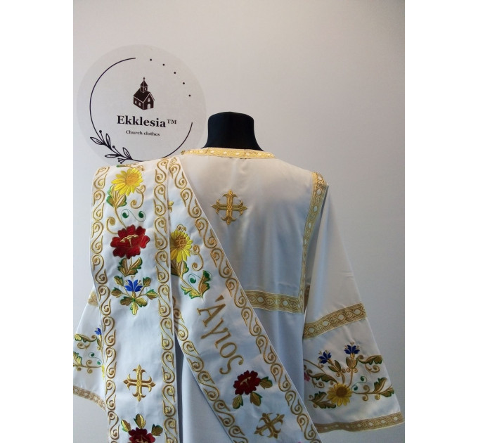 Embroidered protodeacon's Vestment with Άγιος on Greek double orar