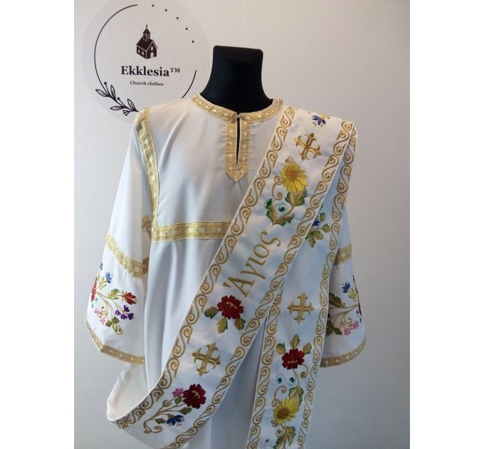 Embroidered protodeacon's Vestment with Άγιος on Greek double orar