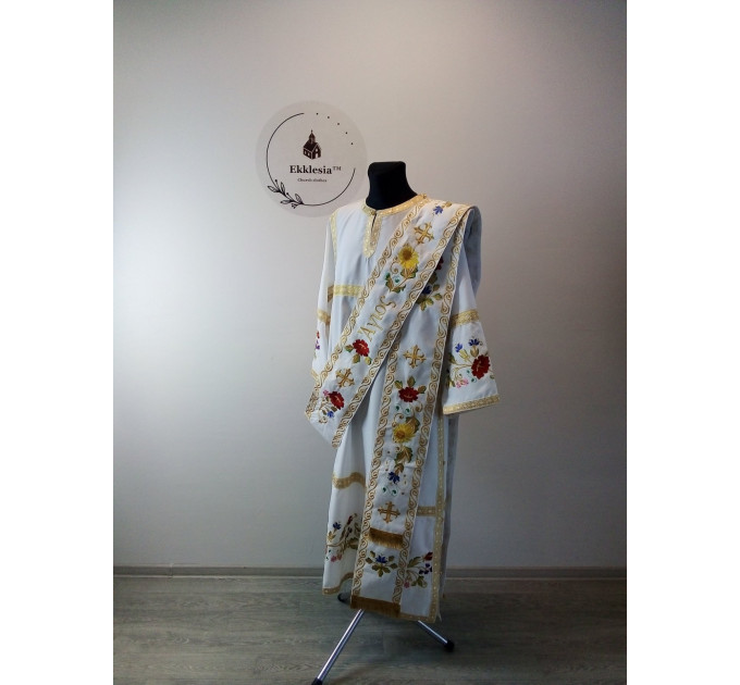 Embroidered protodeacon's Vestment with Άγιος on Greek double orar