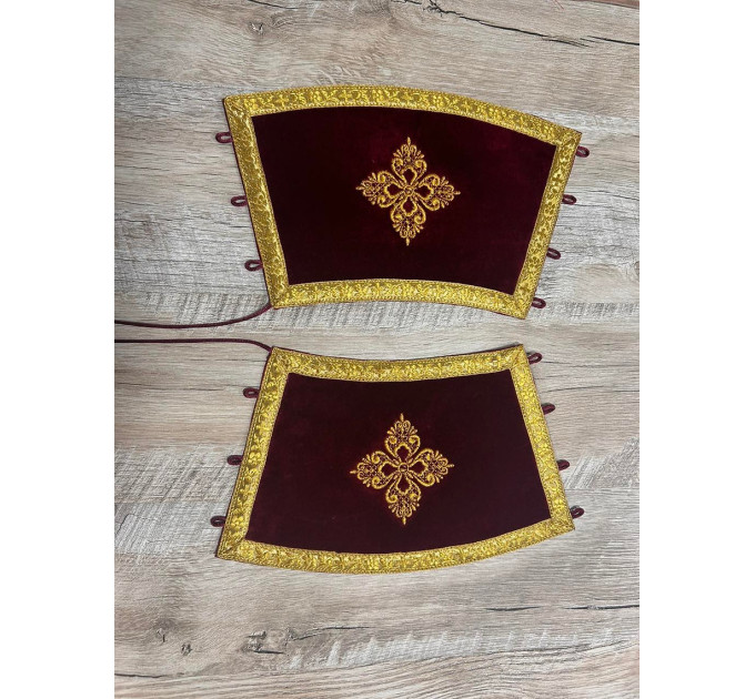 Single or double orar in velvet - Embroidered crosses - Greek or Slavic orarion